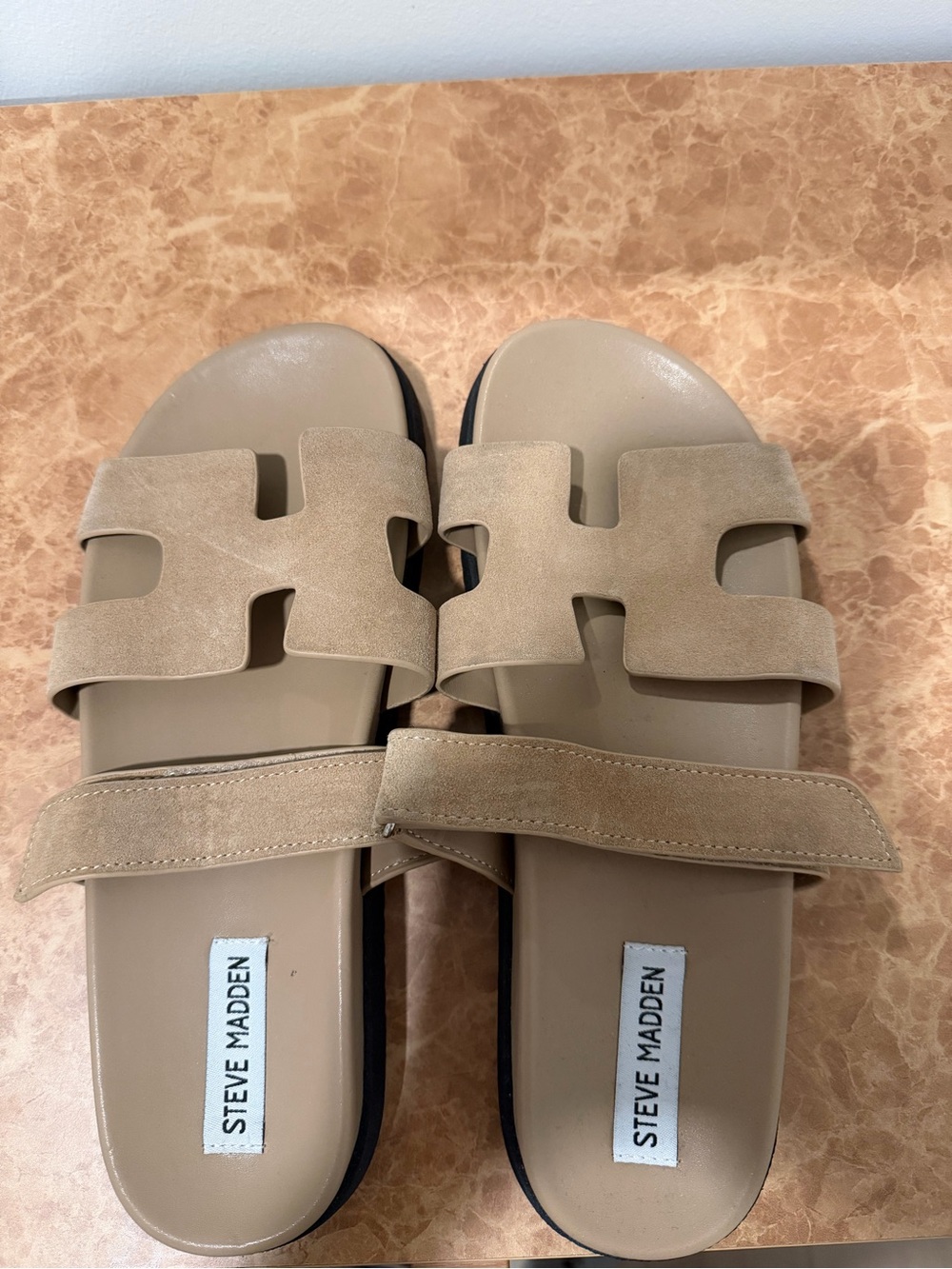 Steve Madden Beige/Tan Suede Slide Sandals